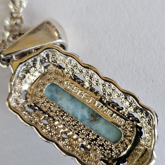 Vintage Genuine Larimar Pendant with Sterling Silver Necklace! - Picture 4 of 7